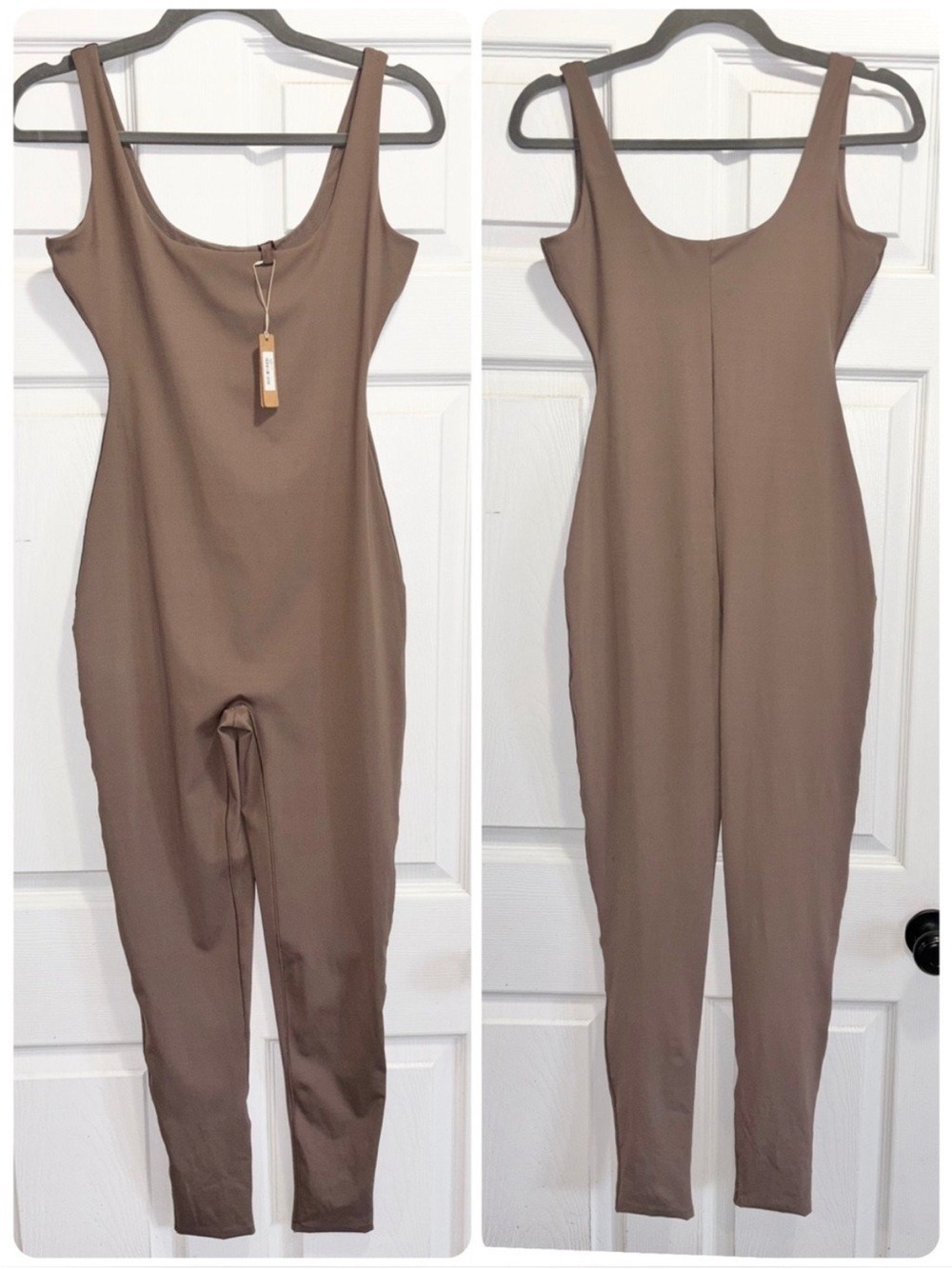 NWT SKIMS All In One Scoop Neck Brown Jumpsuit Bodysuit Onesie Size Small NEW